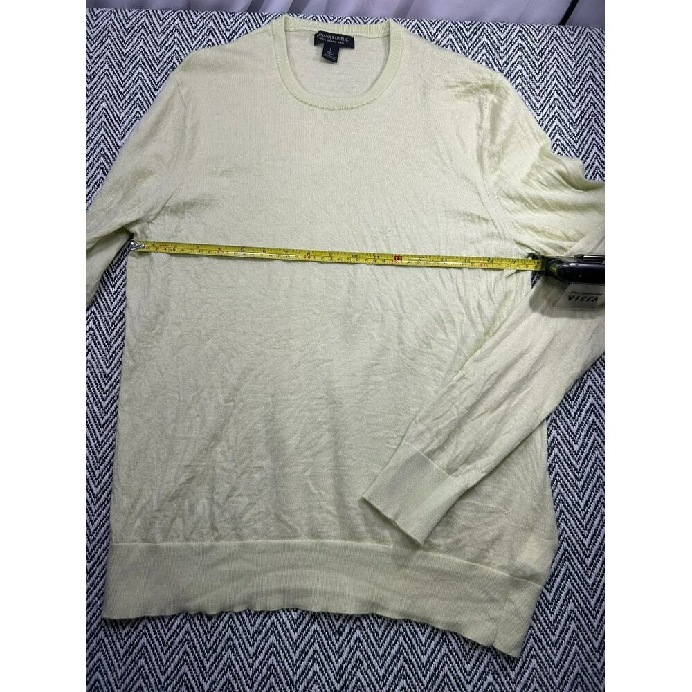 Banana Republic Men's Yellow 100% Merino Wool Crewneck Professional Sweater L - Picture 6 of 7